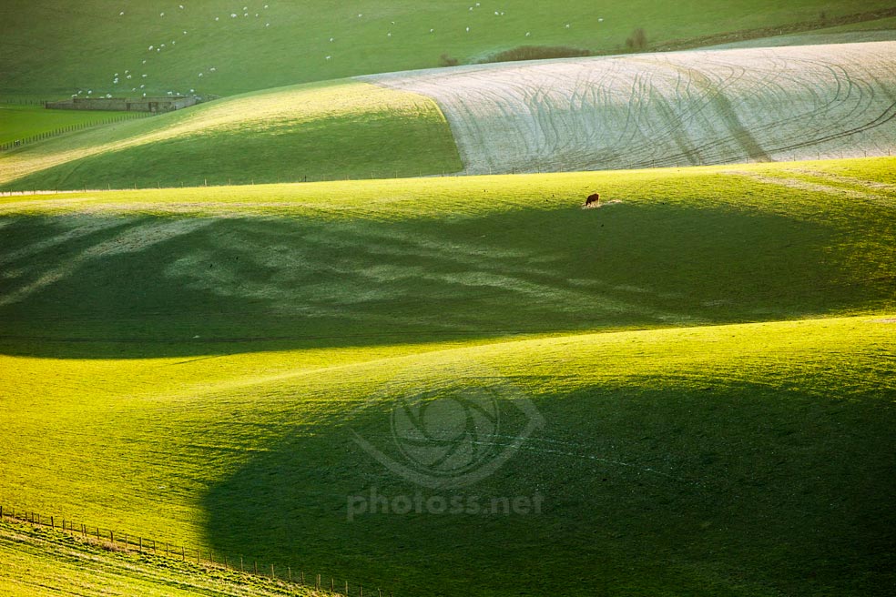 Telephoto landscape image of South Downs near Shoreham. What's the best light for landscape photography?