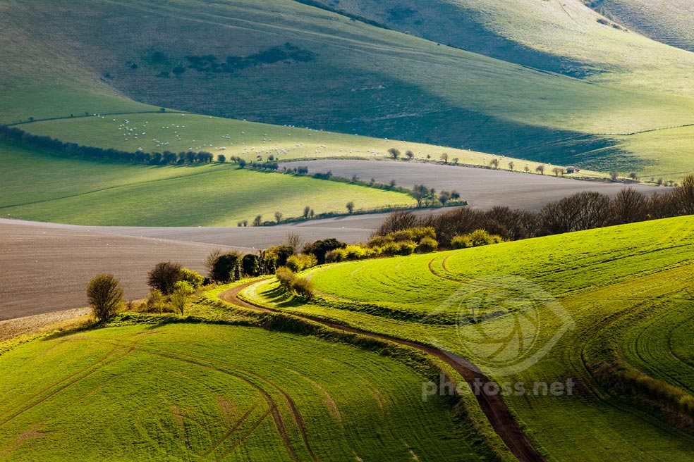 Telephoto landscape image of South Downs near Shoreham. What's the best light for landscape photography?