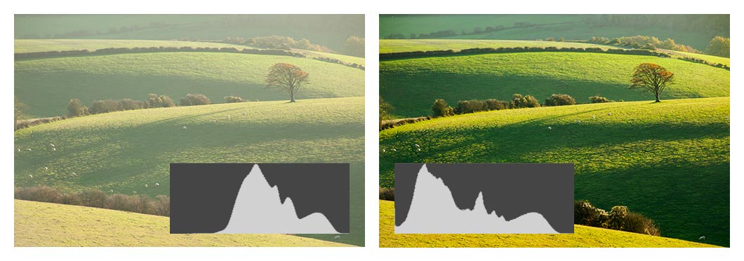 South Downs. Exposing to the right - Histogram.