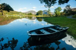 Boat moored on the shore of Lowes Water.