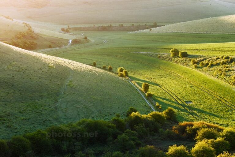April sunrise on the South Downs near Brighton.