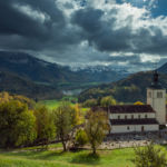 Gruyeres village church, canton Fribourg.