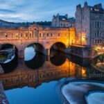 Evening at Pulteney Bridge in Bath.
