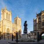 Bristol Cathedral in the setting sun.