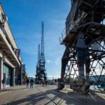 Historic port cranes at Bristol Harbour.