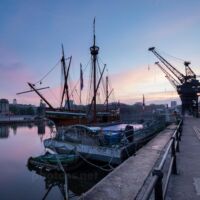 Dawn at Bristol docks.