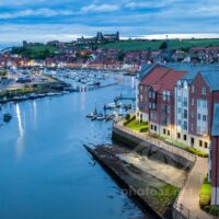 Night falls in Whitby.