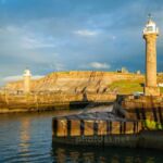 Stormy skies over East Cliff in Whitby.