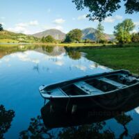 Boat moored on the shore of Lowes Water.