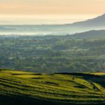 Wrekin hill looms over the Shropshire countryside.