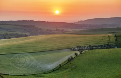 Spring sunrise on the South Downs near Brighton